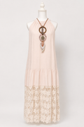 Blush Lace Hem Sleeveless Maxi Dress