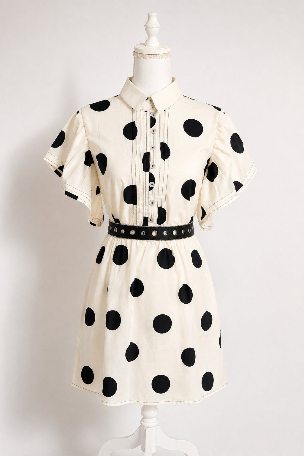Classic Polka Dot Belted Dress