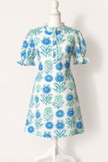 Blue Garden Ruffle Dress