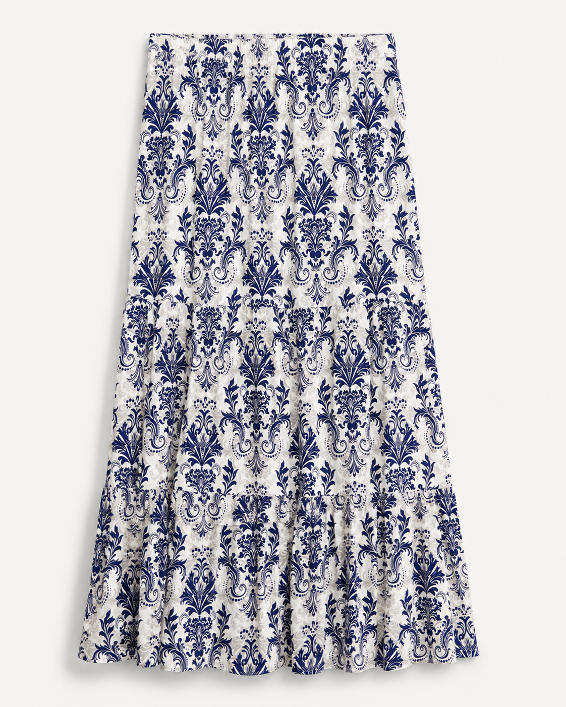 Blue Elegance Tiered Maxi Skirt