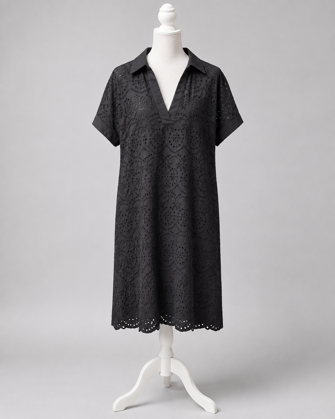 Noir Eyelet Chic Dress