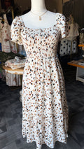 Ivory Confetti Smocked Midi Dress