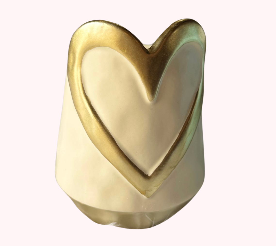 Golden Heart Ceramic Vase