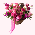 Pink Rose & Lisianthus Basket